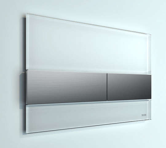 Tece Square Кнопка смыва для унитаза с покр. от отпечатков, стекло, цвет: белый/нерж. сталь, сатин 9240801