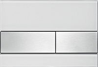 Tece Square Кнопка смыва для унитаза с покр. от отпечатков, стекло, цвет: белый/нерж. сталь, сатин 9240801