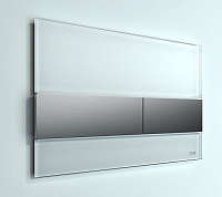 Tece Square Кнопка смыва для унитаза с покр. от отпечатков, стекло, цвет: белый/нерж. сталь, сатин 9240801