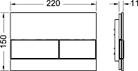 Tece Square Кнопка смыва для унитаза с покр. от отпечатков, стекло, цвет: белый/нерж. сталь, сатин 9240801