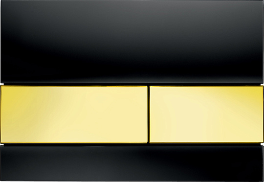 Tece Square Кнопка смыва для унитаза, стекло, цвет: черный/позолоченные 9240808