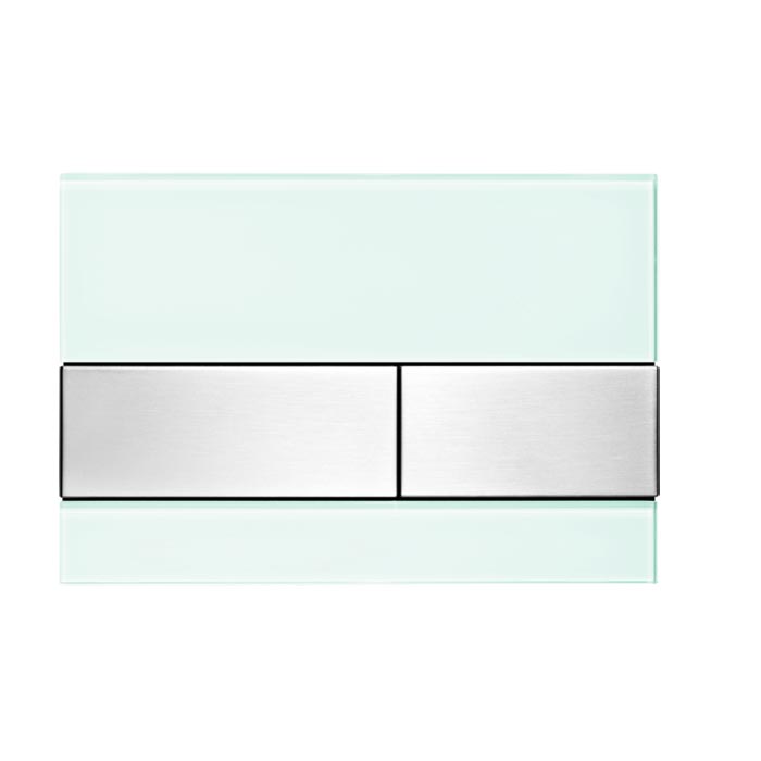 Tece Square Кнопка смыва с покр. от отпечатков, стекло, цвет: мятный зеленый/нерж. сталь, сатин 9240804