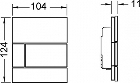 Tece Square Кнопка смыва для писсуара с покр. от отпечатков, стекло, цвет: черный/нерж. сталь, сатин 9242806