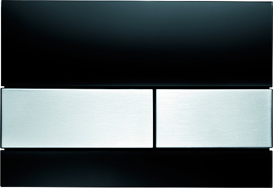 Tece Square Кнопка смыва для унитаза с покр. от отпечатков, стекло, цвет: черный/нерж. сталь, сатин 9240806