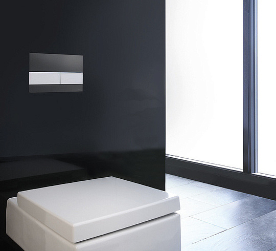 Tece Square Кнопка смыва для унитаза с покр. от отпечатков, стекло, цвет: черный/нерж. сталь, сатин 9240806