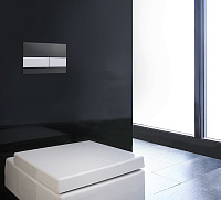 Tece Square Кнопка смыва для унитаза с покр. от отпечатков, стекло, цвет: черный/нерж. сталь, сатин 9240806