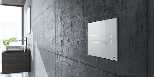 Tece Lux mini Кнопка смыва для унитаза, стекло, сенсорная, цвет: белый глянцевый 9240960