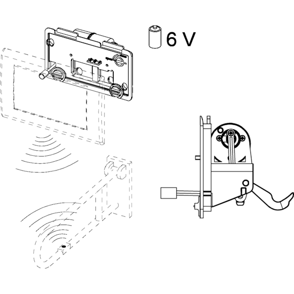 Tece Planus Механизм дистанционного смыва унитаза для поручней, батарейка 6 В 9240354