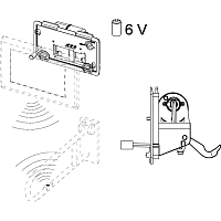 Tece Planus Механизм дистанционного смыва унитаза для поручней, батарейка 6 В 9240354