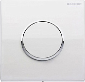 Geberit Sigma 10 Кнопка смыва для писсуара, пневмопривод, пластик цвет: белый, окантовка хром глянец 116.015.KJ.1