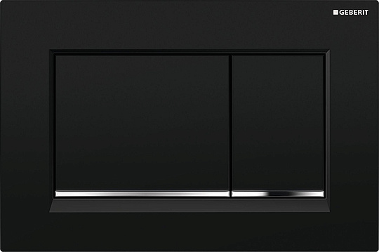 Geberit Omega 30 Кнопка смыва для интсалляции, пластик, цвет: черный, полоска хром глянцевый 115.080.KM.1