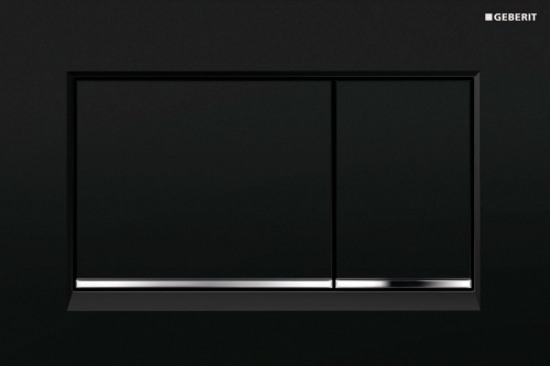 Geberit Sigma 30 Кнопка смыва для инсталляции, цвет: черный глянцевый, полоска хром глянцевый 115.883.KM.1