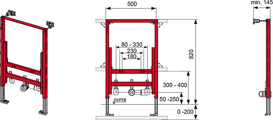 Tece Profil Инсталляция для биде h82 см, с комплектом крепления 9330005