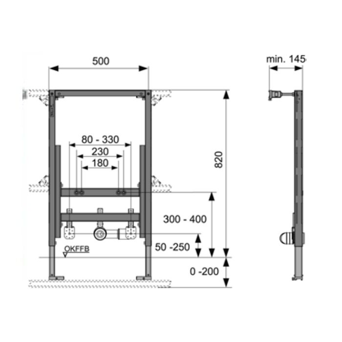 Tece Profil Инсталляция для биде h82 см, с комплектом крепления 9330005