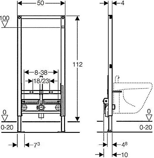 Geberit Duofix  Система инсталляции для биде 111.520.00.1