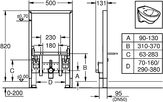 Grohe Rapid SL Инсталляция для биде 82h см с комплектом креплений 38543000