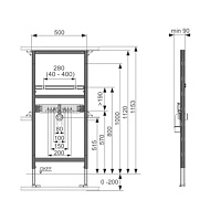 Tece Profil Инсталляция для раковины h112 см, без крепления 9310000