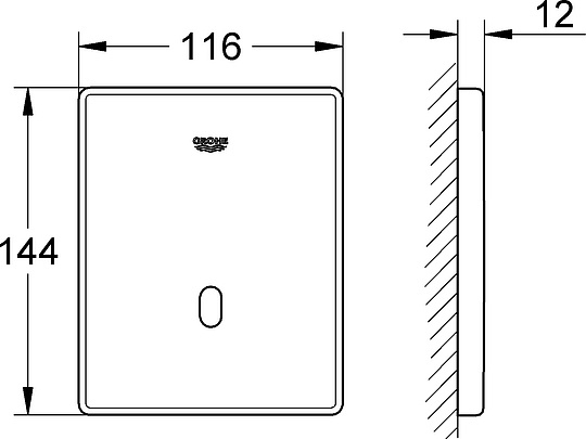 Grohe Tectron Skate Кнопка смыва для унитаза сенсорная, металл, цвет: нержавеющая сталь 37321SD1