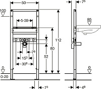 Geberit Duofix Инсталляция для раковины 98h см, без крепления 111.490.00.1