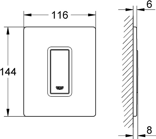 Grohe Skate Cosmopolitan Кнопка смыва для писсуара, стекло, цвет: белая луна 38846LS0