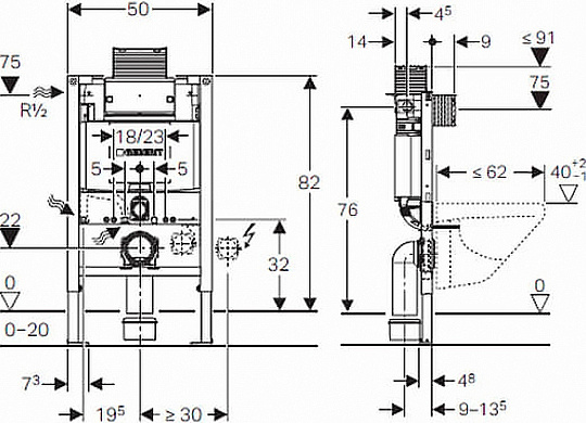 Geberit Duofix Инсталляция для унитаза 82h см со смывным бачком скрытого монтажа Omega 12 111.003.00.1