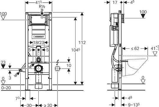 Geberit Duofix Система инсталляции для унитазов, ширина 41,5 см 111.361.00.5