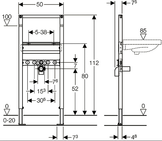 Geberit Duofix Инсталляция для раковины 112h см, без крепления 111.434.00.1