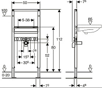 Geberit Duofix Инсталляция для раковины 112h см, без крепления 111.434.00.1