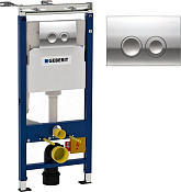 Geberit Duofix Delta Инсталляция для унитаза 4 в 1 с кнопкой смыва, креплением, цвет: хром глянец 458.122.21.1