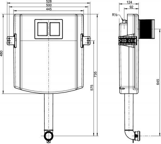 Villeroy & Boch Смывной бачок скрытого монтажа 52,8x12,4x73,5h см 92248300