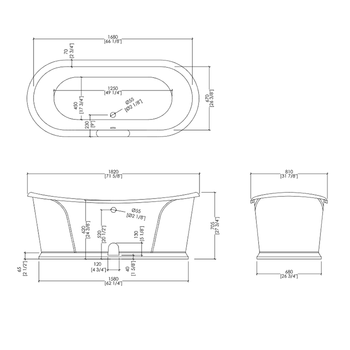 Devon&Devon Camelot Ванна 182х81хh70,5 см, чугунная, отдельностоящая NACAMELOT