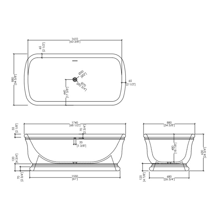 Devon&Devon Hollywood Ванна, цвет графитно-черный DEHOLMCGLO