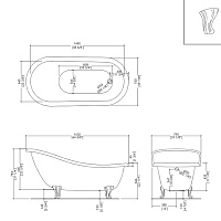 Devon&Devon Regina Ванна 164х79хh57/80 см, чугунная, отдельностоящая 2MRREGINAPDCRDD