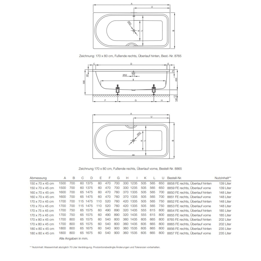 Bette Ocean Ванна стальная встраиваемая 180x80 см, с шумоизоляцией, цвет: белый 8857-000