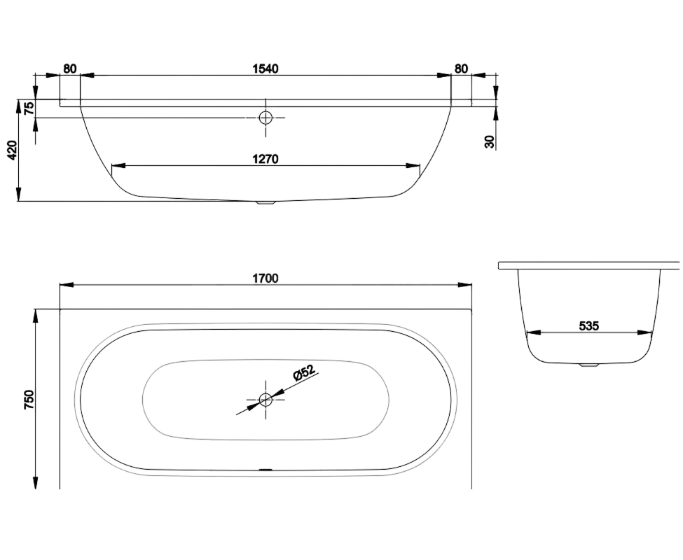 Bette Starlet Ванна стальная встраиваемая 170x75 см, BetteGlasur Plus, цвет: белый 1380-000 PLUS