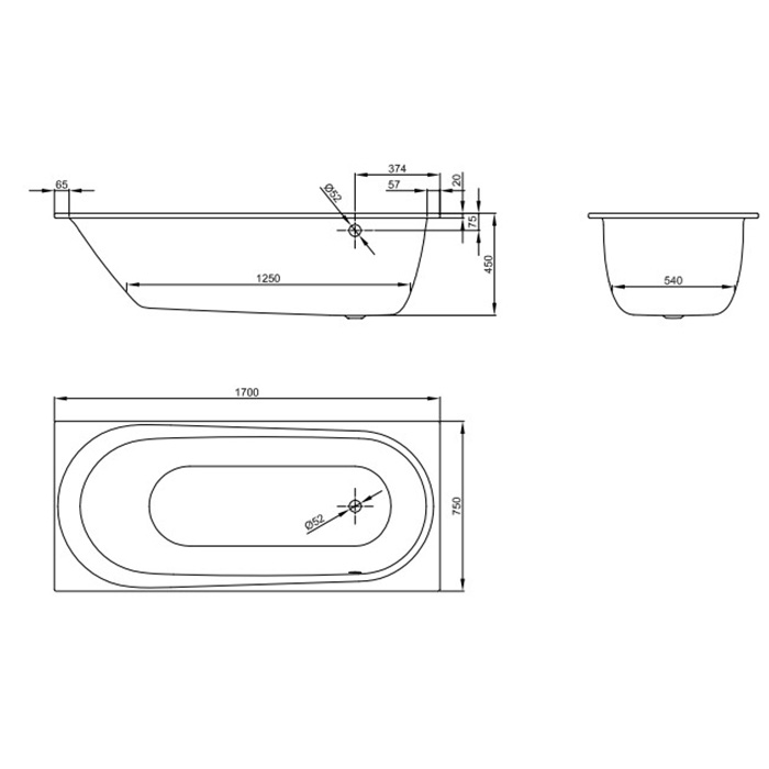 Bette Comodo Ванна стальная встраиваемая 170x75 см, с шумоизоляцией, цвет: белый 1620-000