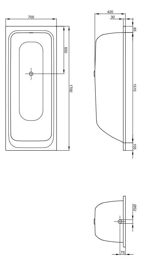 Bette Select Ванна стальная встраиваемая 170x70 см, с шумоизоляцией, цвет: белый 3411-000