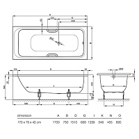 Bette Select Ванна стальная встраиваемая 170x75 см, с шумоизоляцией, цвет: белый 3412-000