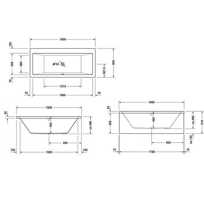 Duravit Vero Ванна прямоугольная 180х80 cм, встраиваемая, цвет белый 700135000000000