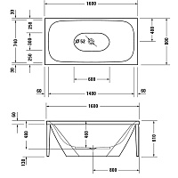 Duravit XViu Ванна отдельностоящая 160х80 см, цвет champagne matt 700444000B10000