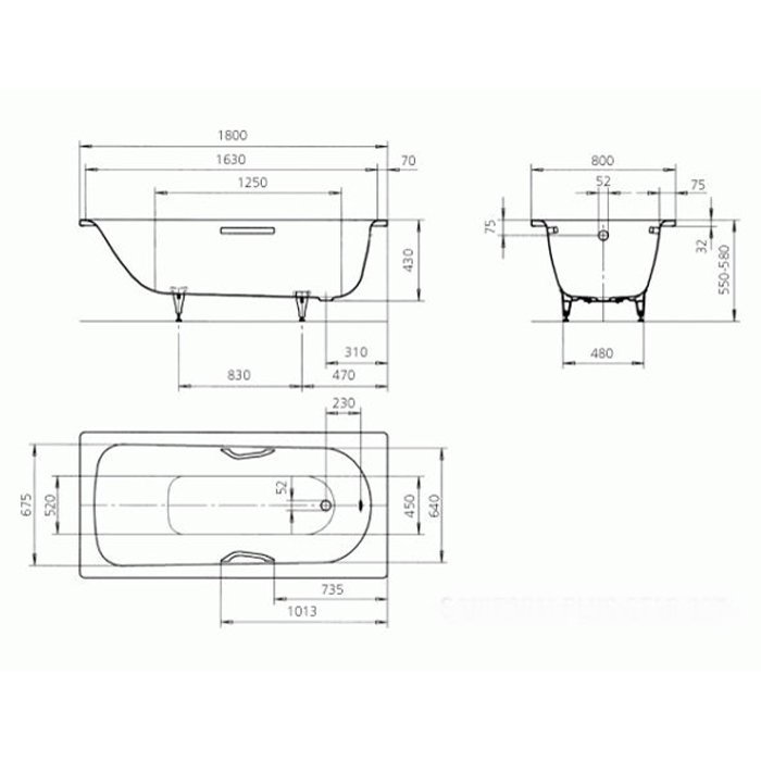 Стальная ванна Kaldewei Avantgarde Conoduo 733 с покрытием Easy-Clean 235100013001