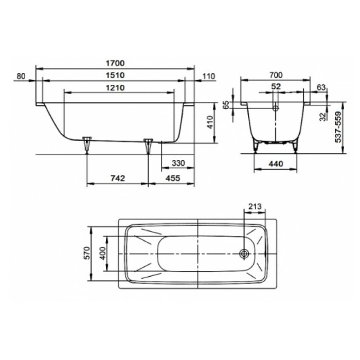 Стальная ванна Kaldewei Cayono 749 274900010001