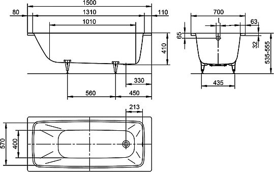 Стальная ванна Kaldewei Cayono 747 274700010001