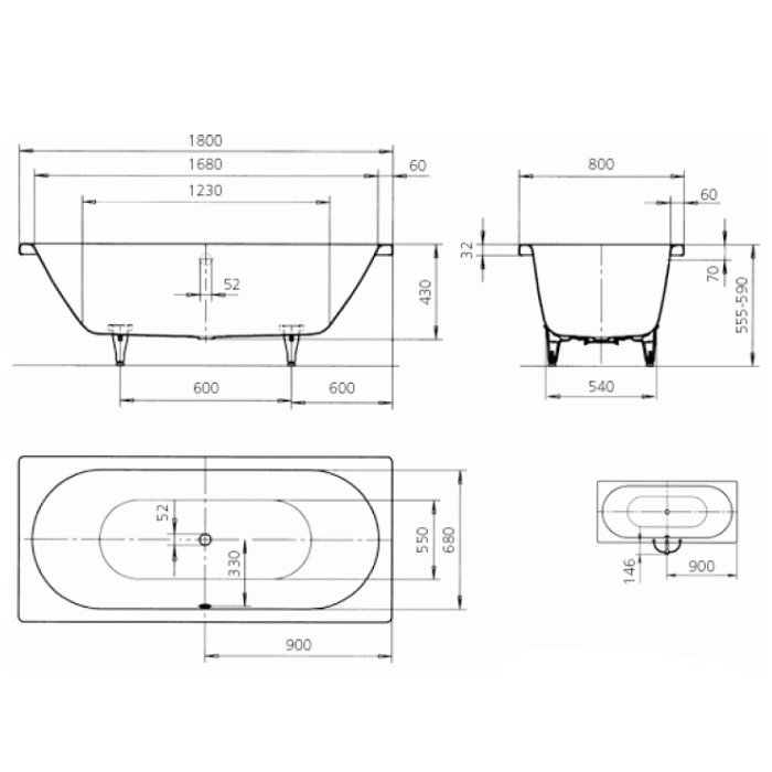 Kaldewei Classic Duo 110 Стальная ванна с покрытием Easy-Clean 291000013001