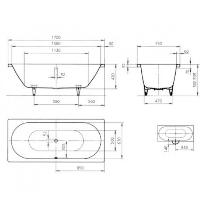 Kaldewei Classic Duo 107 Стальная ванна покрытием Easy-Clean 290700013001