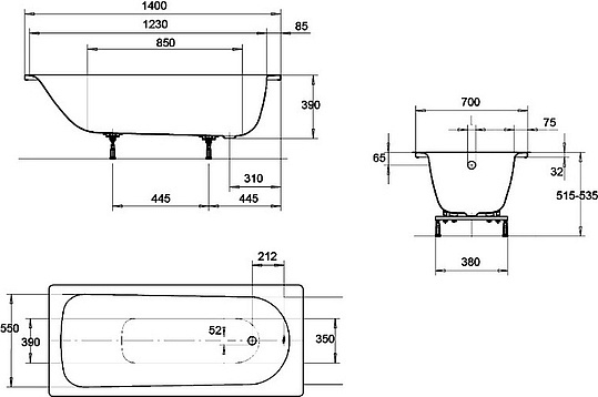 Стальная ванна Kaldewei Eurowa 309 119512030001