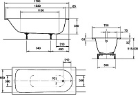 Kaldewei Eurowa 312 Стальная ванна 170х70, цвет: белый 119812030001