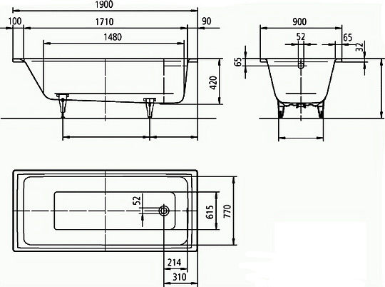Kaldewei Ambiente Puro 696 Стальная ванна с покрытием Easy-Clean 259600013001