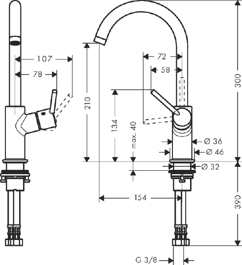 Hansgrohe Talis Смеситель для раковины, с донным клапаном, цвет: хром 32082000