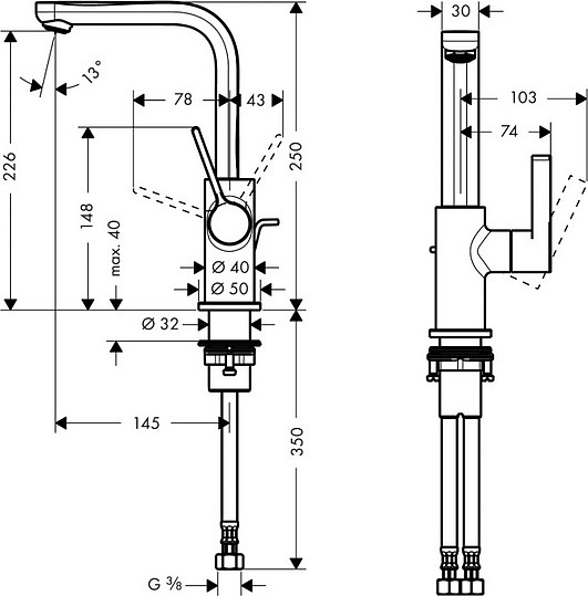 Hansgrohe Metris S Смеситель для раковины, с донным клапаном, цвет: хром 31159000
